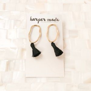 HarperMade Tassel Detail Gold Earrings